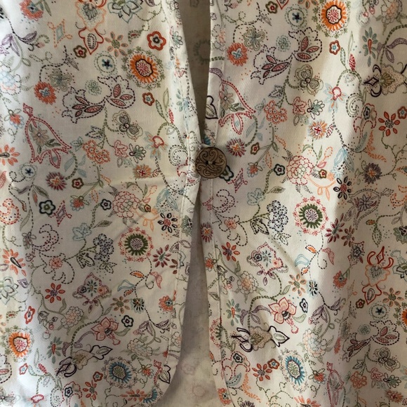 C & B Light Weight One Button Jacket-Sz L-Cream/Tn - Picture 3 of 9